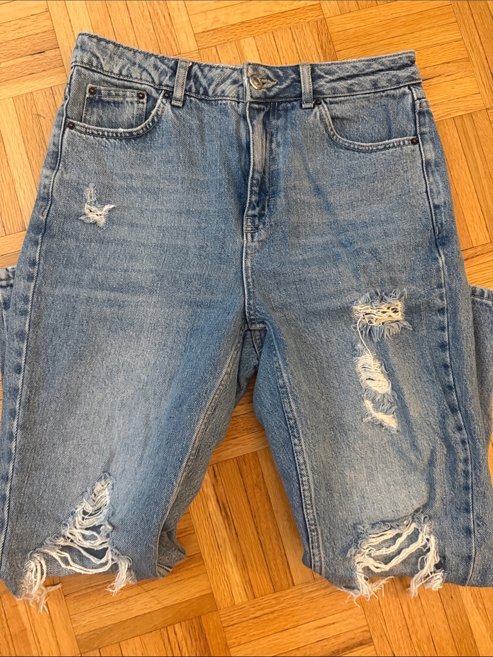 Classic Topshop Distressed Women's Blue Denim Jeans